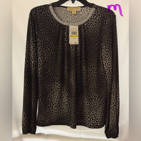 MICHAEL Michael Kors Tops - MICHAEL Michael Kors Black and Gray Spotted Blouse